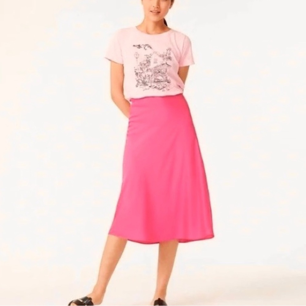 J. Crew Gwen Slip Skirt, hot pink